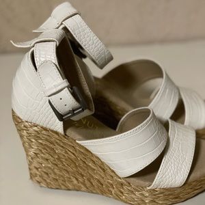 Coconuts by Matisse Mickie Wedge with double toe straps and ankle buckle.